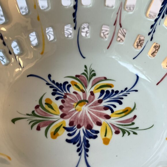 Porcelain Basket Reticulated Bowl Hand Painted RCCL Made in Portugal 903-P - Picture 6 of 14